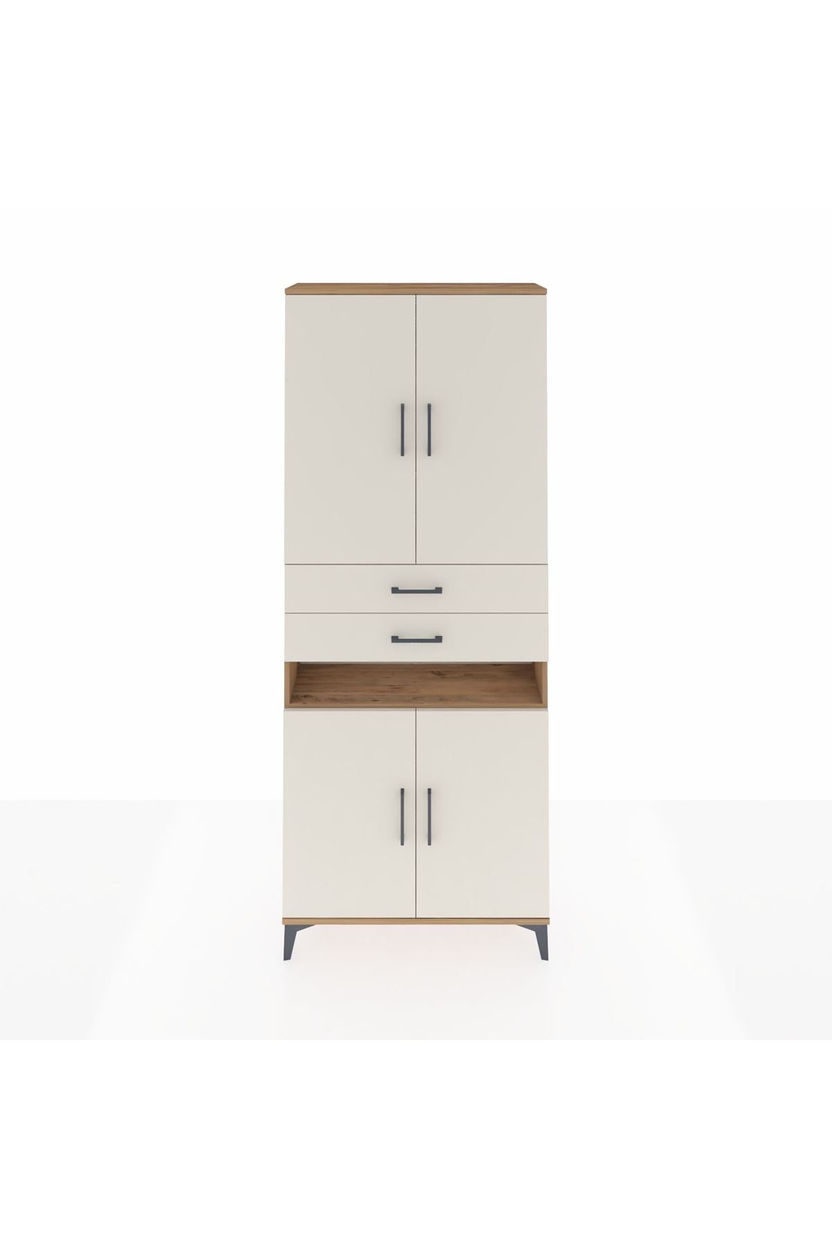 Arges Dolap 5 Raflı 2 Çekmeceli 4 Kapaklı 88x30x221 Çam-Aytaşı