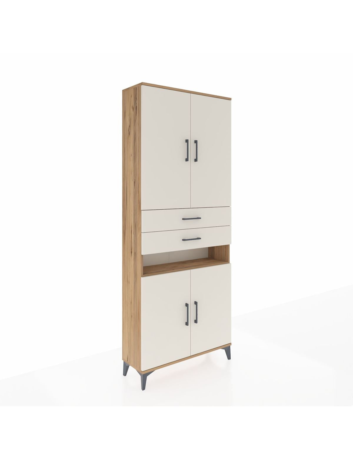 Arges Dolap 5 Raflı 2 Çekmeceli 4 Kapaklı 88x30x221 Çam-Aytaşı