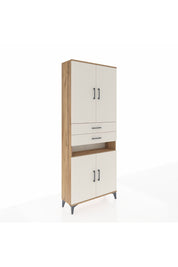 Arges Dolap 5 Raflı 2 Çekmeceli 4 Kapaklı 88x30x221 Çam-Aytaşı
