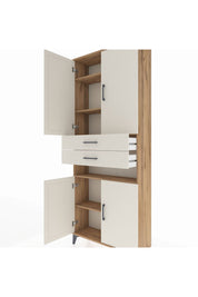 Arges Dolap 5 Raflı 2 Çekmeceli 4 Kapaklı 88x30x221 Çam-Aytaşı