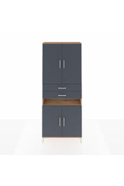 Arges Dolap 5 Raflı 2 Çekmeceli 4 Kapaklı 88x30x221 Çam-Antrasit