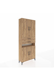 Arges Dolap 5 Raflı 2 Çekmeceli 4 Kapaklı 88x30x221 Çam-Çam