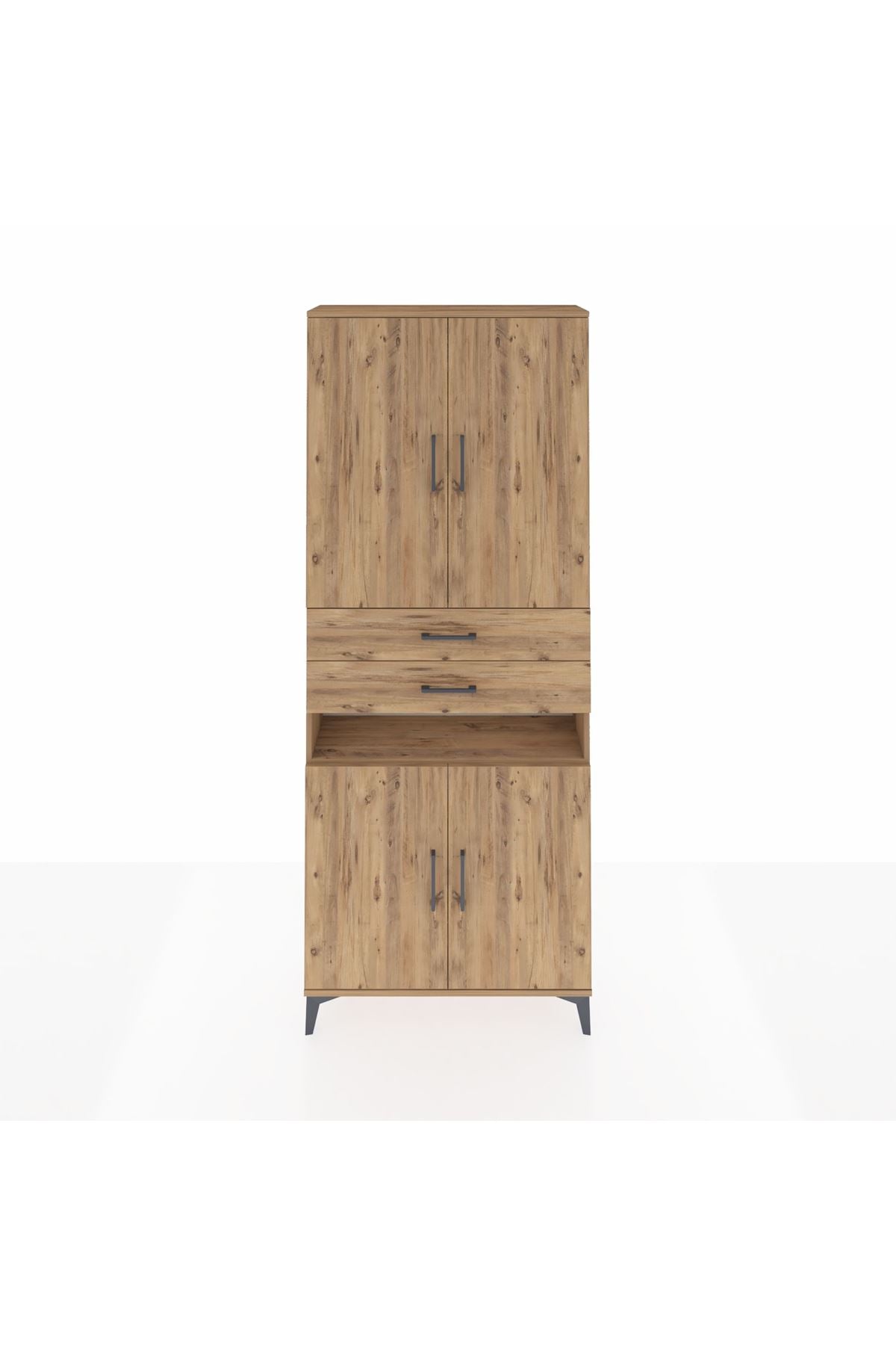 Arges Dolap 5 Raflı 2 Çekmeceli 4 Kapaklı 88x30x221 Çam-Çam