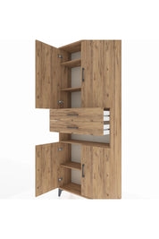 Arges Dolap 5 Raflı 2 Çekmeceli 4 Kapaklı 88x30x221 Çam-Çam
