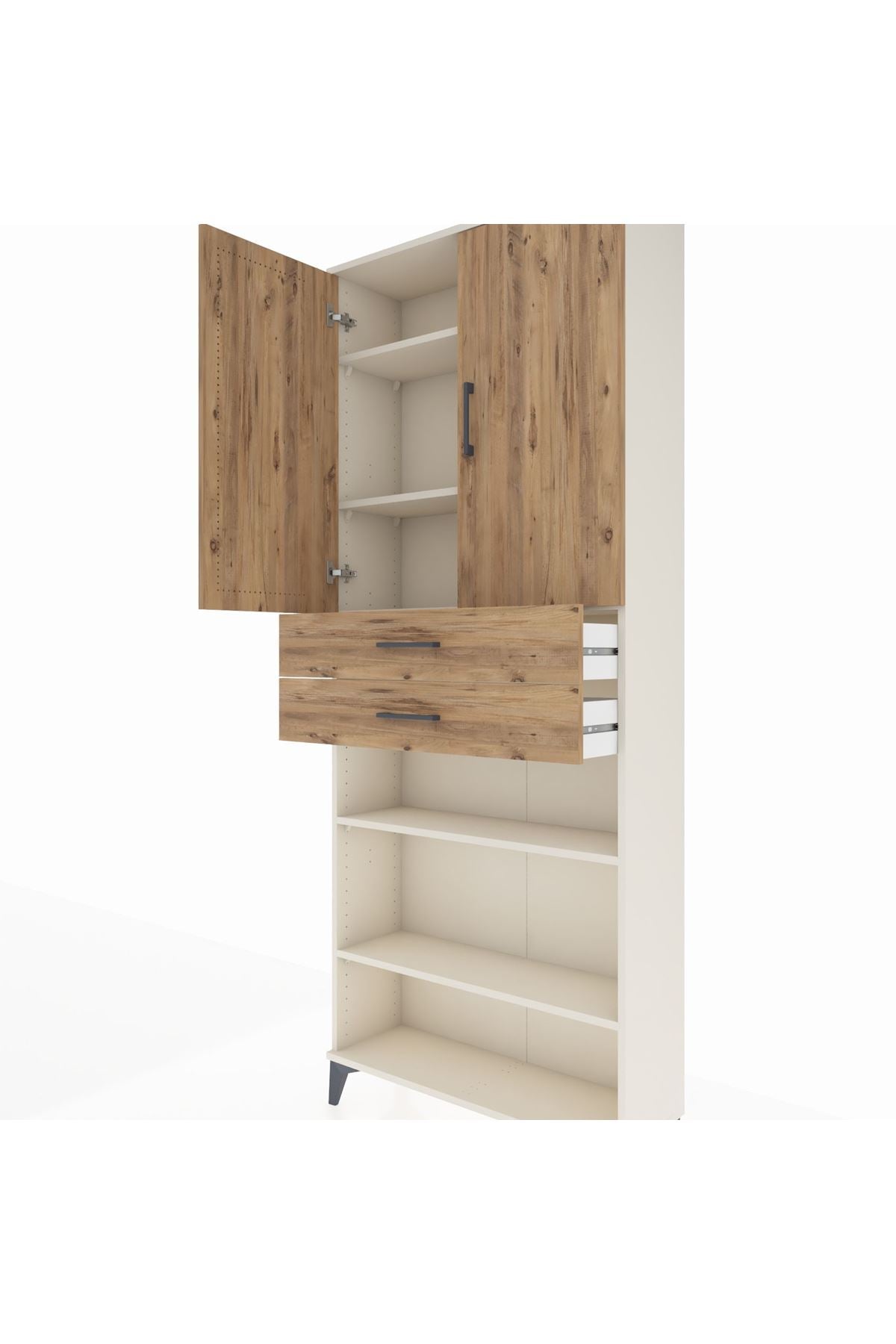 Arges Dolap 5 Raflı 2 Çekmeceli 2 Kapaklı 88x30x221 Aytaşı-Çam