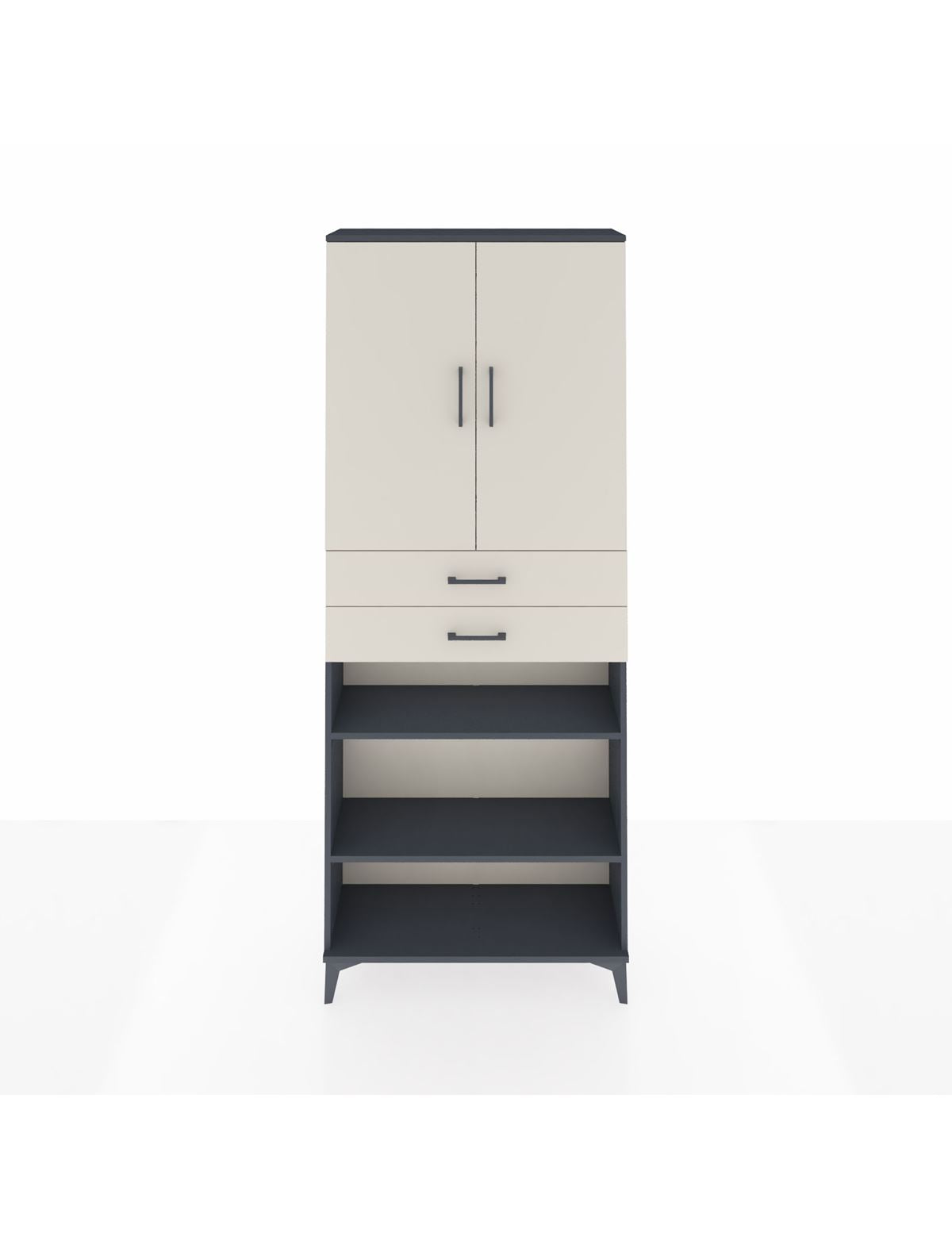 Arges Dolap 5 Raflı 2 Çekmeceli 2 Kapaklı 88x30x221 Antrasit-Aytaşı