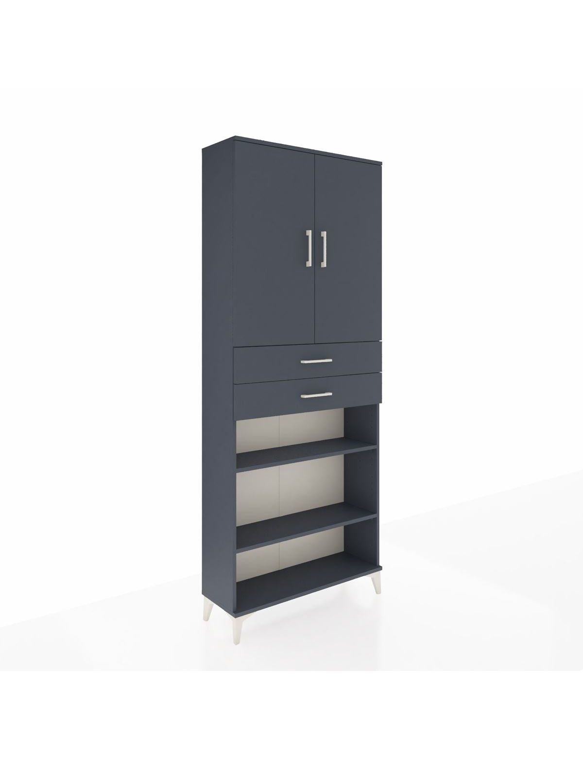 Arges Dolap 5 Raflı 2 Çekmeceli 2 Kapaklı 88x30x221 Antrasit-Antrasit