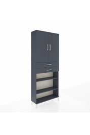 Arges Dolap 5 Raflı 2 Çekmeceli 2 Kapaklı 88x30x221 Antrasit-Antrasit