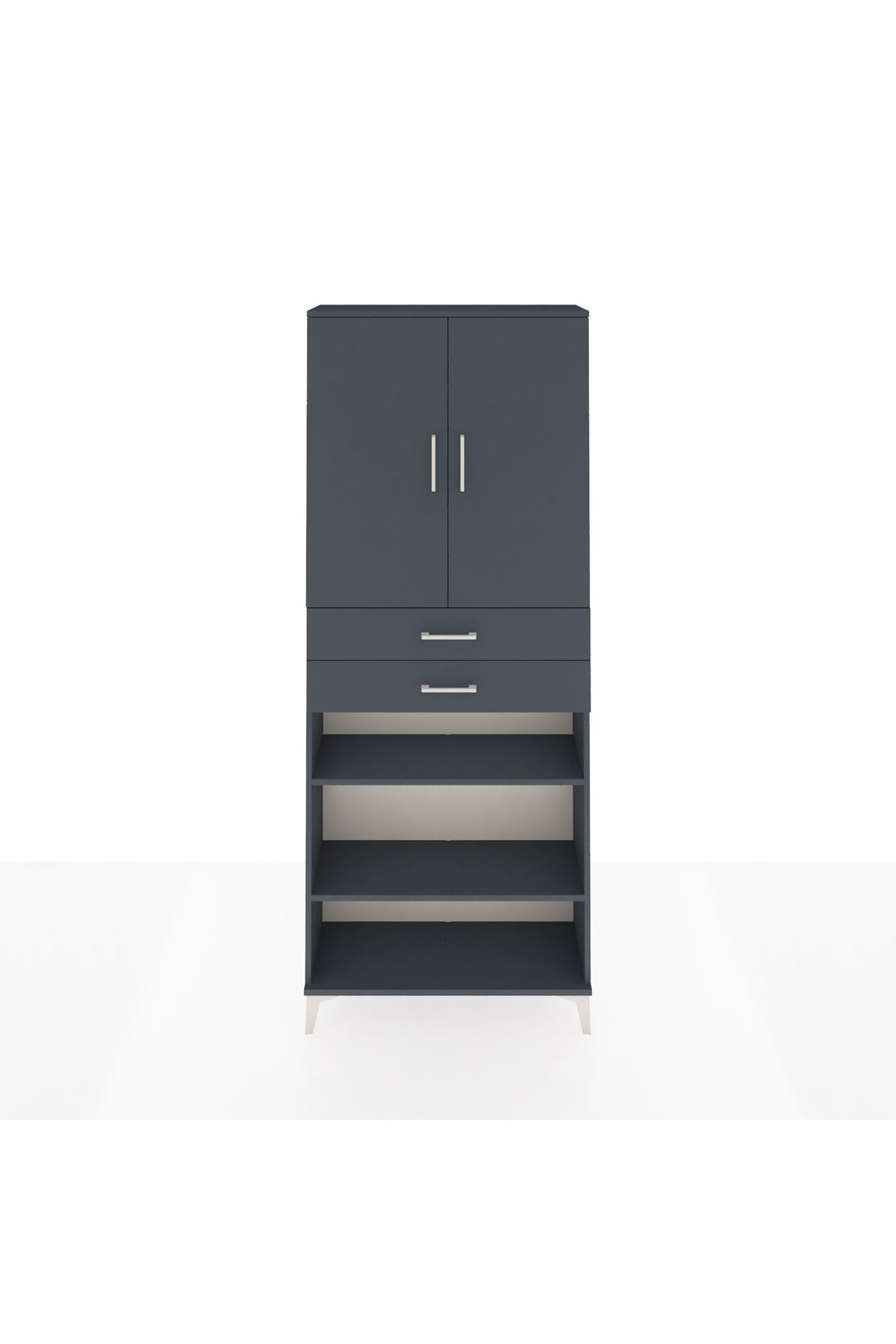 Arges Dolap 5 Raflı 2 Çekmeceli 2 Kapaklı 88x30x221 Antrasit-Antrasit