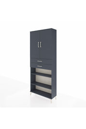 Arges Dolap 5 Raflı 2 Çekmeceli 2 Kapaklı 88x30x221 Antrasit-Antrasit