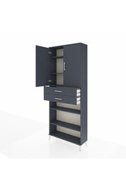 Arges Dolap 5 Raflı 2 Çekmeceli 2 Kapaklı 88x30x221 Antrasit-Antrasit