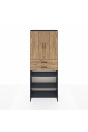 Arges Dolap 5 Raflı 2 Çekmeceli 2 Kapaklı 88x30x221 Antrasit-Çam