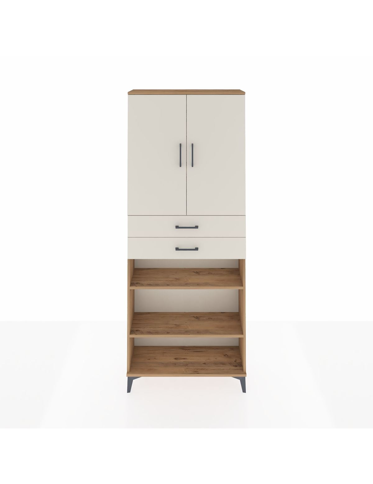 Arges Dolap 5 Raflı 2 Çekmeceli 2 Kapaklı 88x30x221 Çam-Aytaşı