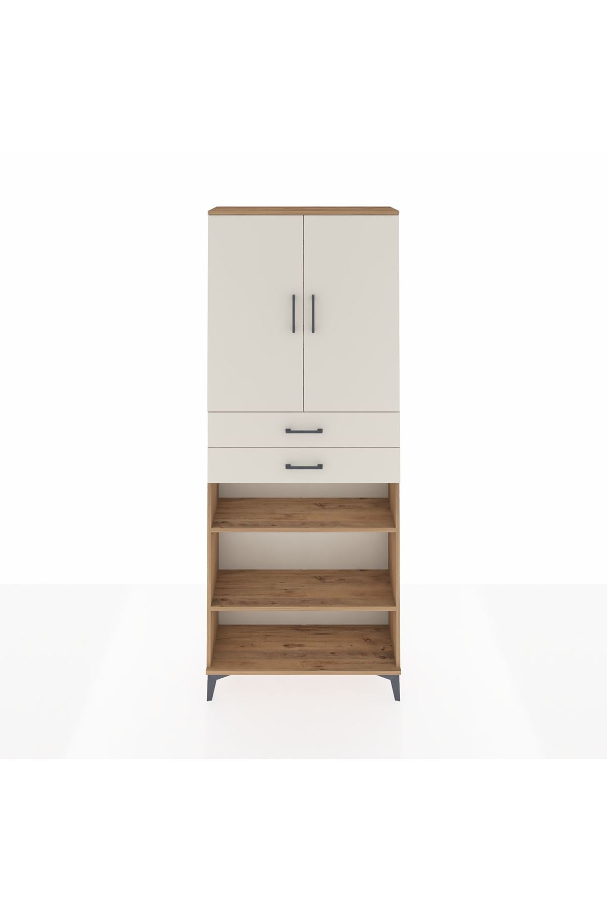 Arges Dolap 5 Raflı 2 Çekmeceli 2 Kapaklı 88x30x221 Çam-Aytaşı