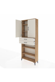 Arges Dolap 5 Raflı 2 Çekmeceli 2 Kapaklı 88x30x221 Çam-Aytaşı