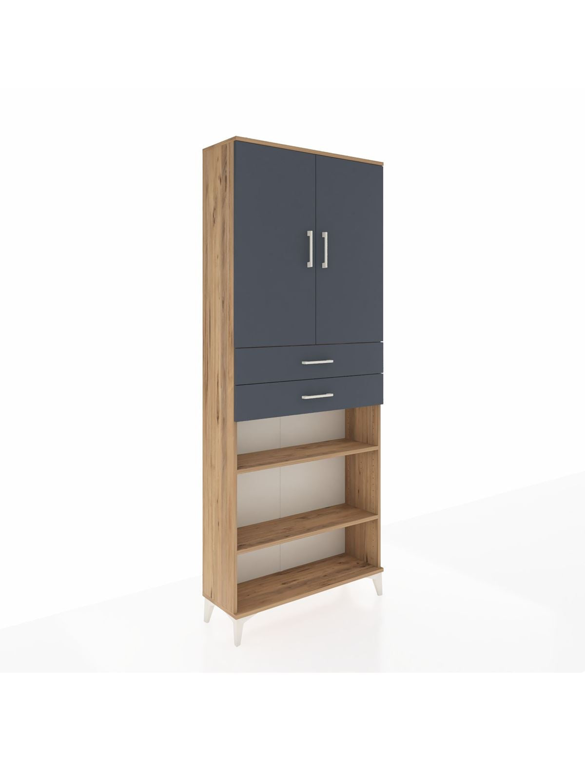 Arges Dolap 5 Raflı 2 Çekmeceli 2 Kapaklı 88x30x221 Çam-Antrasit