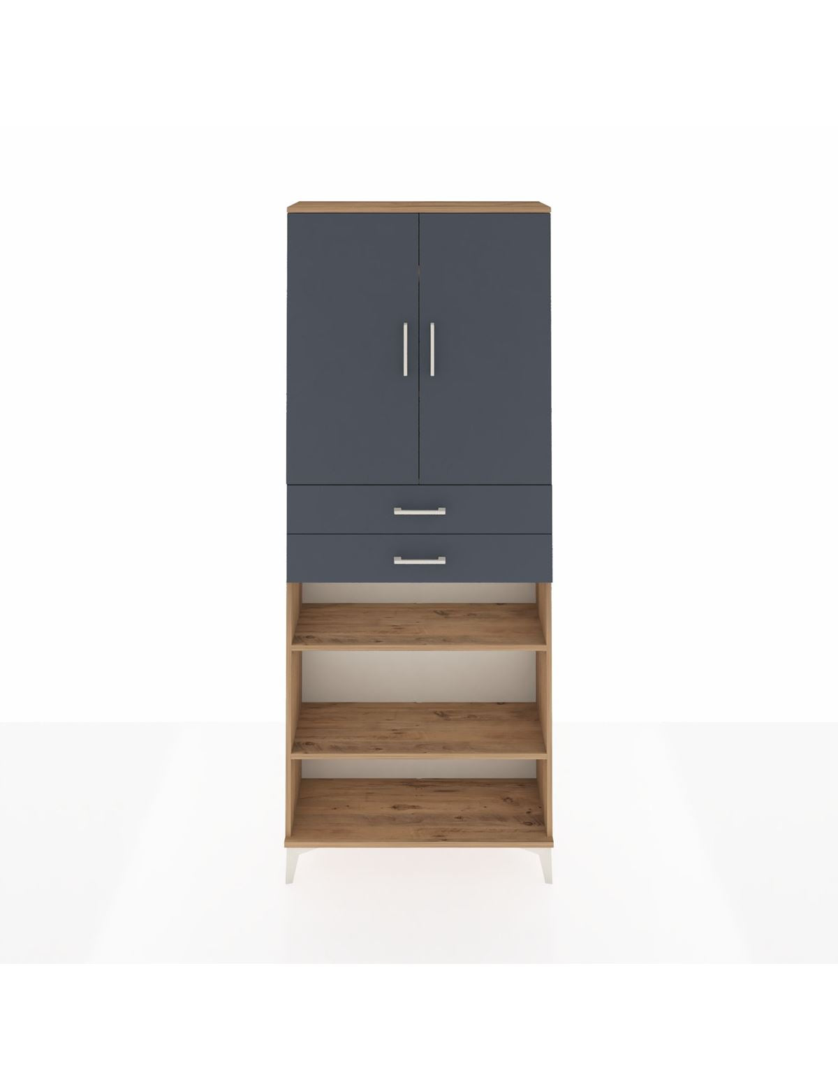 Arges Dolap 5 Raflı 2 Çekmeceli 2 Kapaklı 88x30x221 Çam-Antrasit