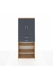 Arges Dolap 5 Raflı 2 Çekmeceli 2 Kapaklı 88x30x221 Çam-Antrasit