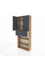 Arges Dolap 5 Raflı 2 Çekmeceli 2 Kapaklı 88x30x221 Çam-Antrasit