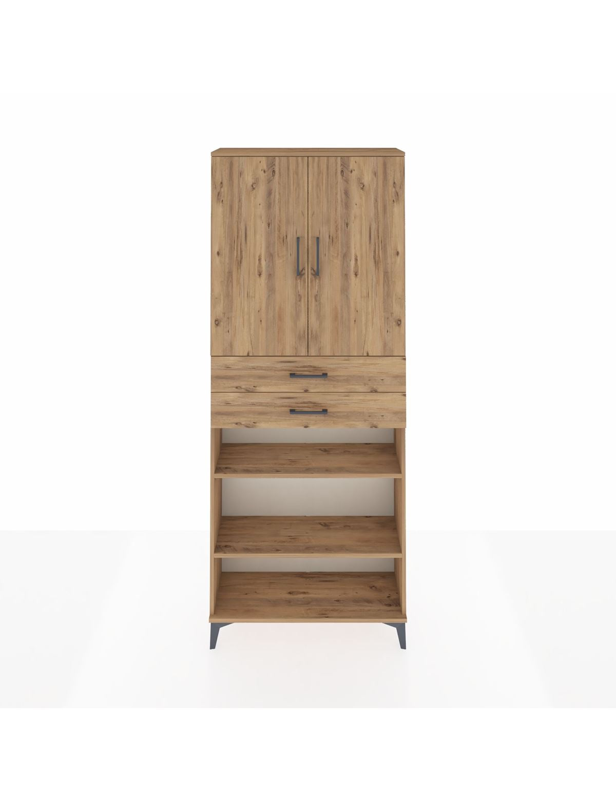 Arges Dolap 5 Raflı 2 Çekmeceli 2 Kapaklı 88x30x221 Çam-Çam