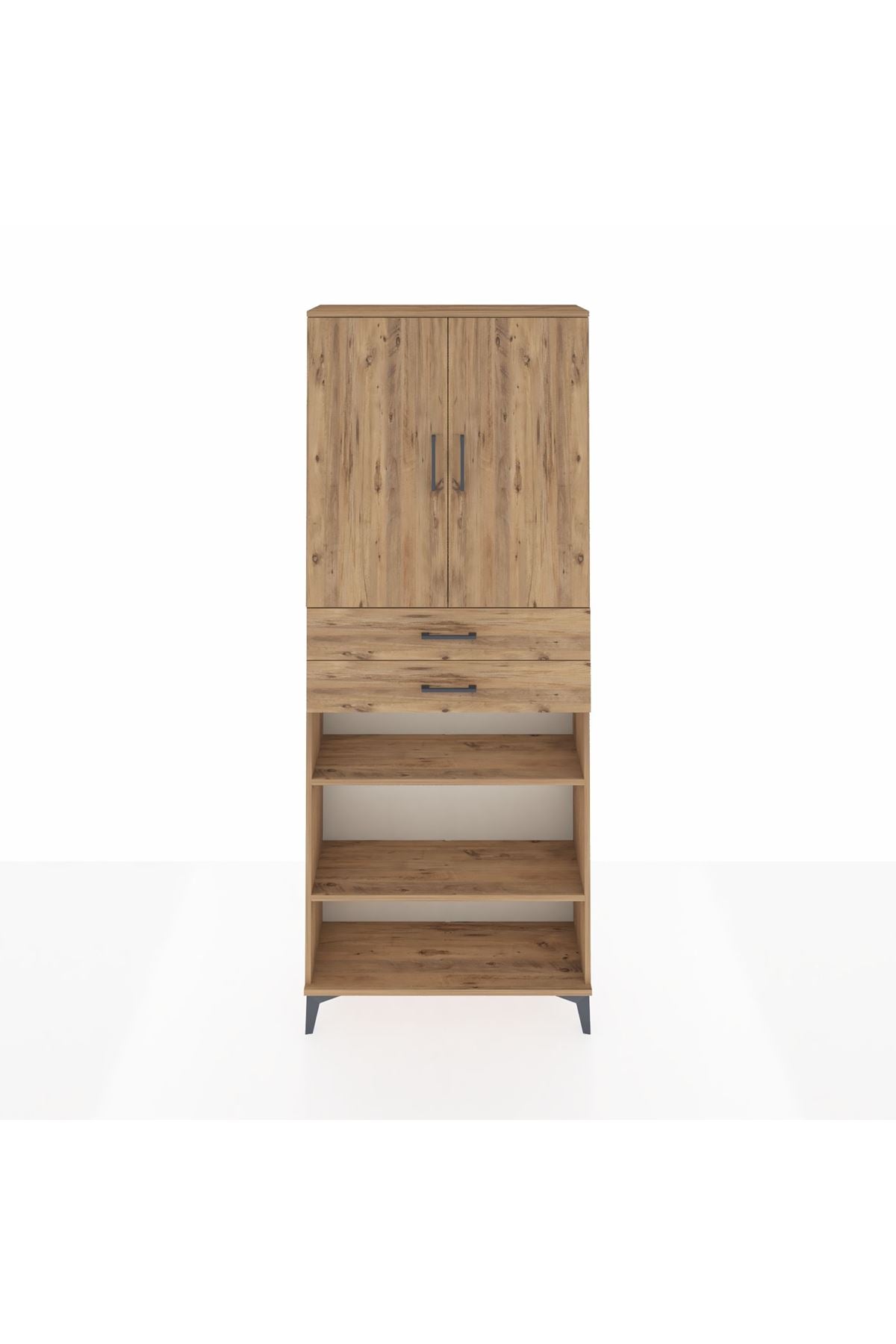 Arges Dolap 5 Raflı 2 Çekmeceli 2 Kapaklı 88x30x221 Çam-Çam