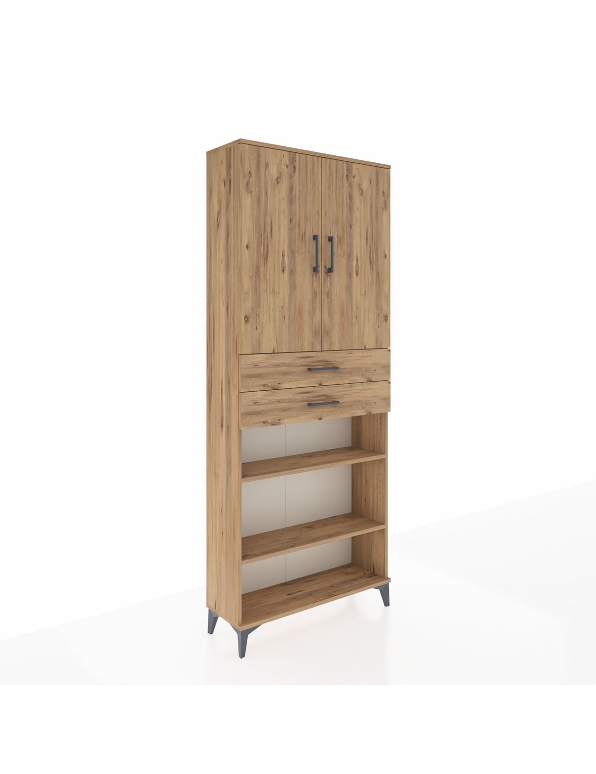 Arges Dolap 5 Raflı 2 Çekmeceli 2 Kapaklı 88x30x221 Çam-Çam