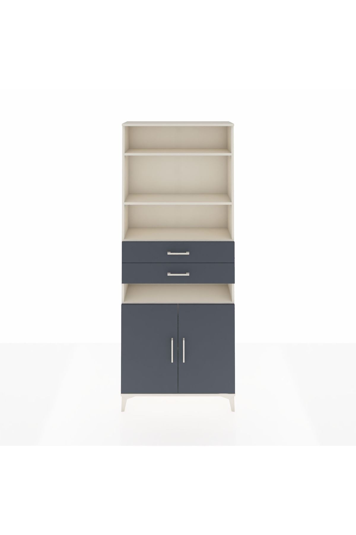 Arges Dolap 5 Raflı 2 Çekmeceli 2 Kapaklı 88x30x221 Aytaşı-Antrasit