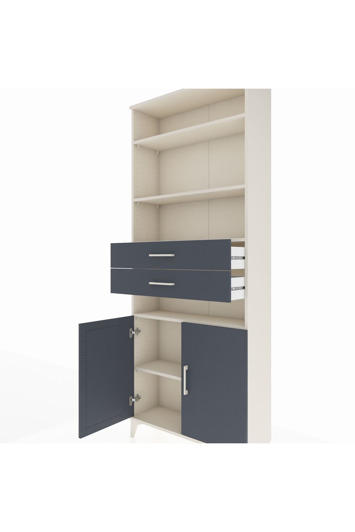 Arges Dolap 5 Raflı 2 Çekmeceli 2 Kapaklı 88x30x221 Aytaşı-Antrasit