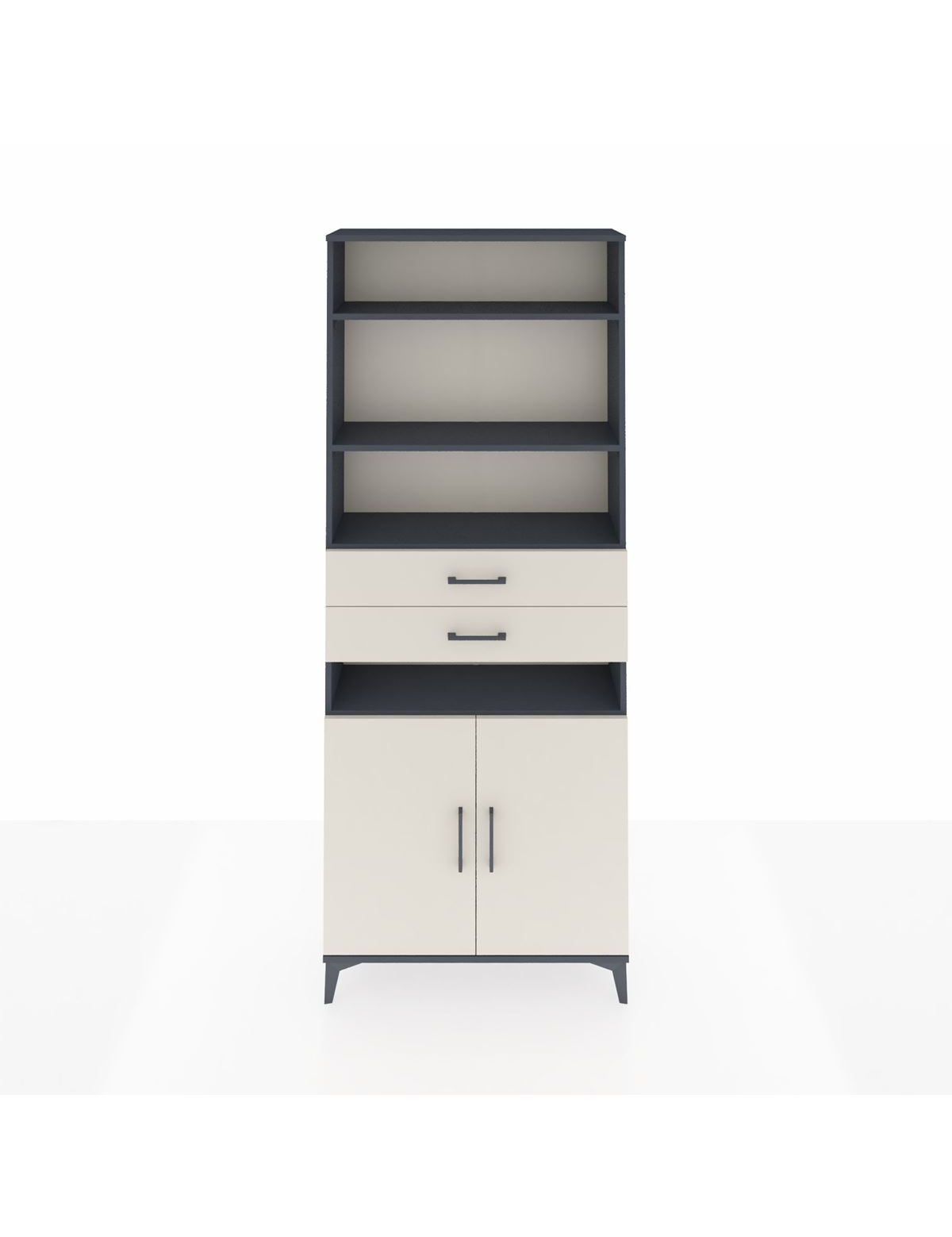 Arges Dolap 5 Raflı 2 Çekmeceli 2 Kapaklı 88x30x221 Antrasit-Aytaşı