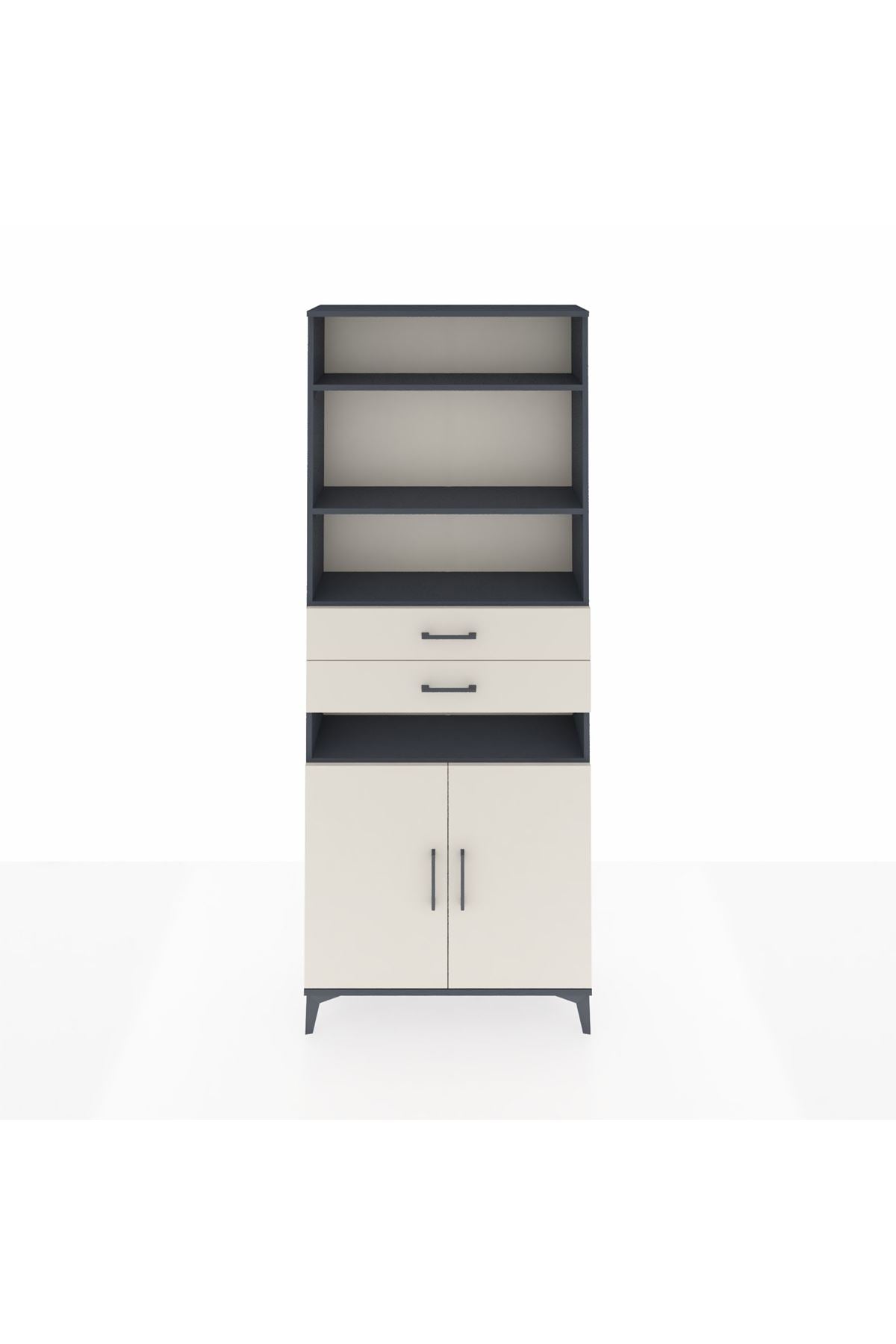 Arges Dolap 5 Raflı 2 Çekmeceli 2 Kapaklı 88x30x221 Antrasit-Aytaşı
