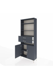 Arges Dolap 5 Raflı 2 Çekmeceli 2 Kapaklı 88x30x221 Antrasit-Antrasit