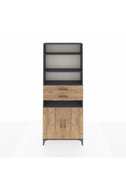 Arges Dolap 5 Raflı 2 Çekmeceli 2 Kapaklı 88x30x221 Antrasit-Çam