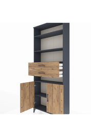 Arges Dolap 5 Raflı 2 Çekmeceli 2 Kapaklı 88x30x221 Antrasit-Çam