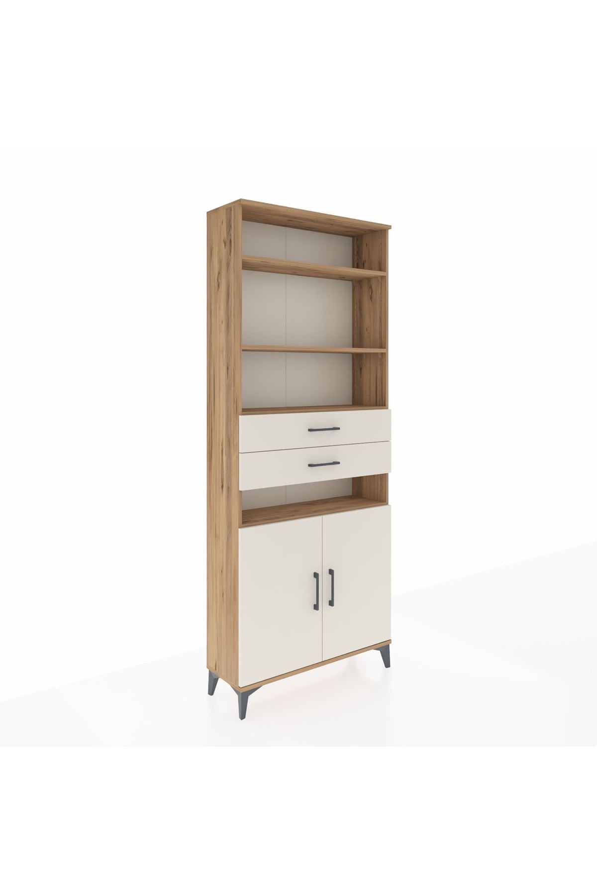 Arges Dolap 5 Raflı 2 Çekmeceli 2 Kapaklı 88x30x221 Çam-Aytaşı