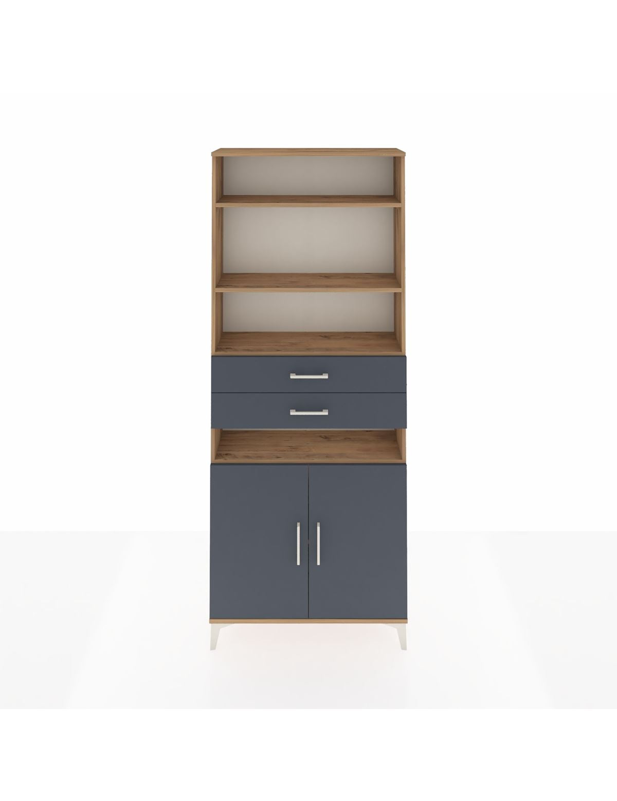 Arges Dolap 5 Raflı 2 Çekmeceli 2 Kapaklı 88x30x221 Çam-Antrasit