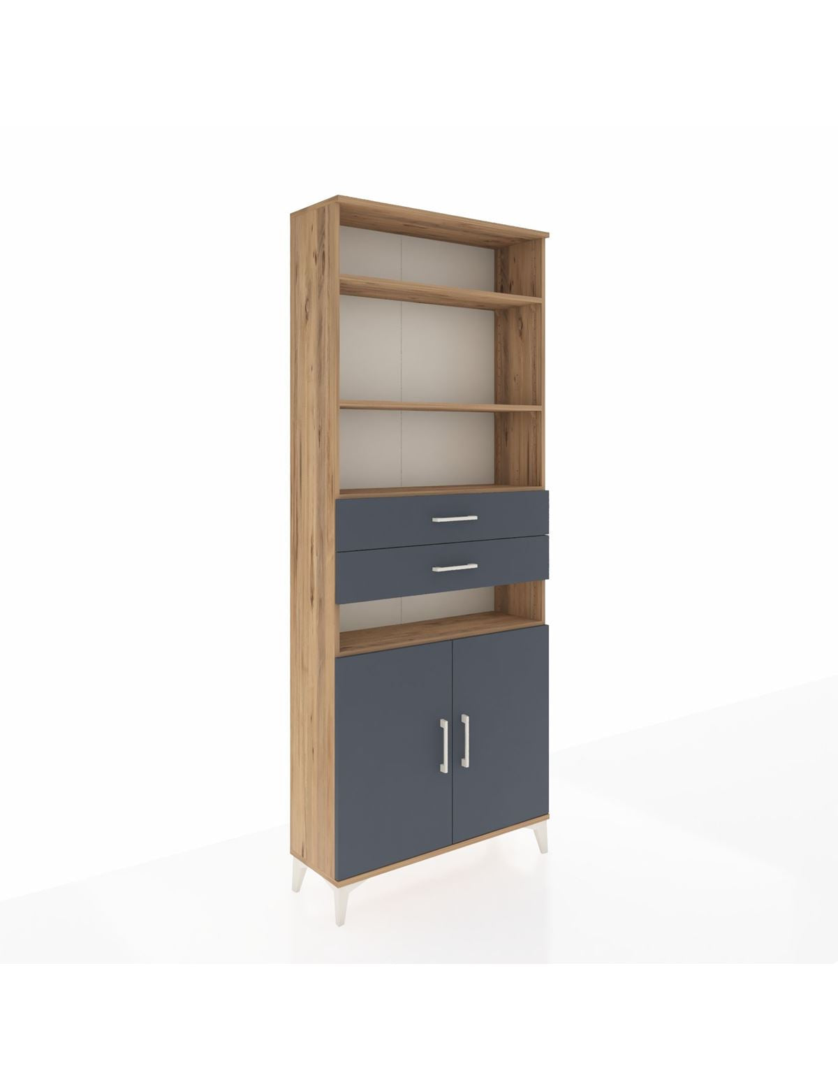 Arges Dolap 5 Raflı 2 Çekmeceli 2 Kapaklı 88x30x221 Çam-Antrasit