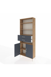 Arges Dolap 5 Raflı 2 Çekmeceli 2 Kapaklı 88x30x221 Çam-Antrasit