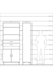 Arges Dolap 5 Raflı 2 Çekmeceli 2 Kapaklı 88x30x221 Çam-Antrasit