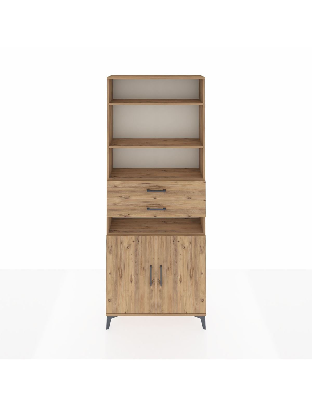 Arges Dolap 5 Raflı 2 Çekmeceli 2 Kapaklı 88x30x221 Çam-Çam