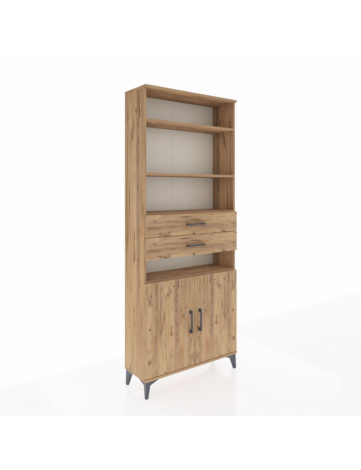 Arges Dolap 5 Raflı 2 Çekmeceli 2 Kapaklı 88x30x221 Çam-Çam