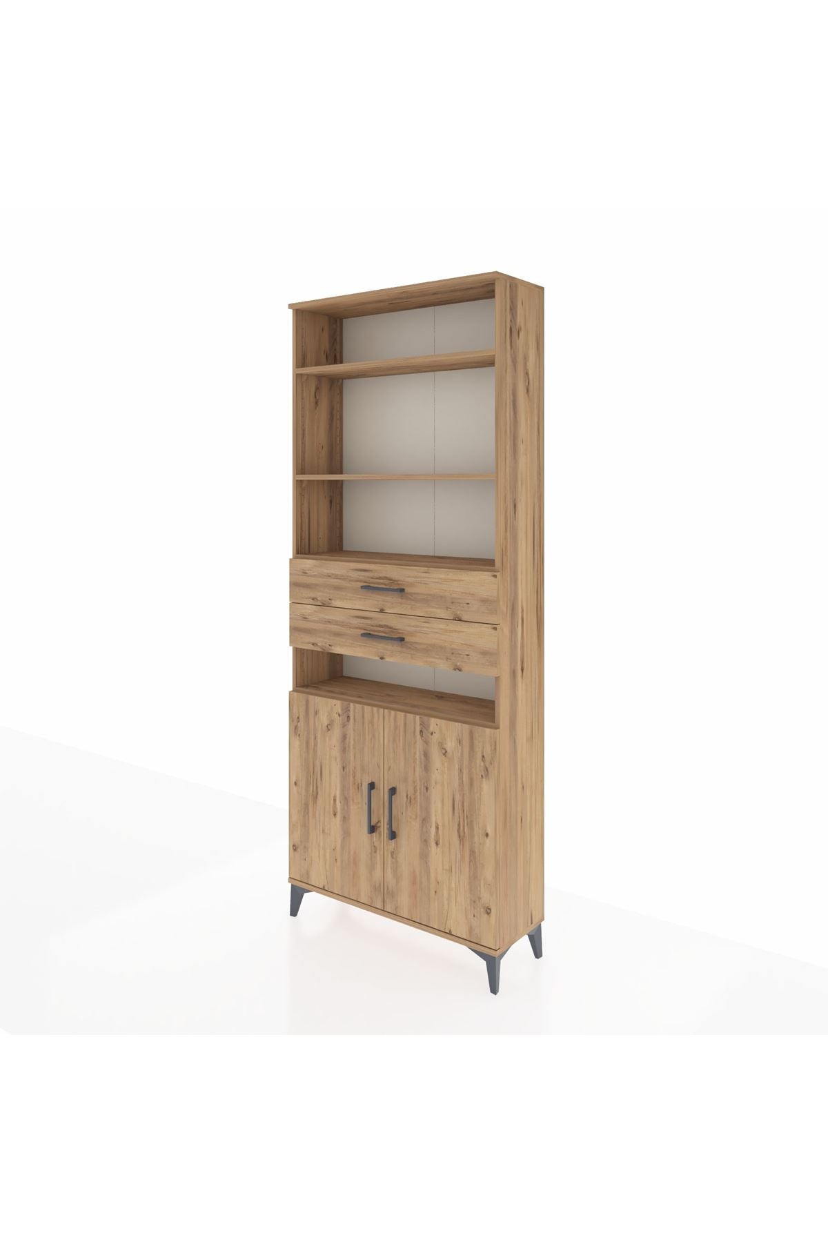 Arges Dolap 5 Raflı 2 Çekmeceli 2 Kapaklı 88x30x221 Çam-Çam