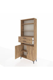 Arges Dolap 5 Raflı 2 Çekmeceli 2 Kapaklı 88x30x221 Çam-Çam