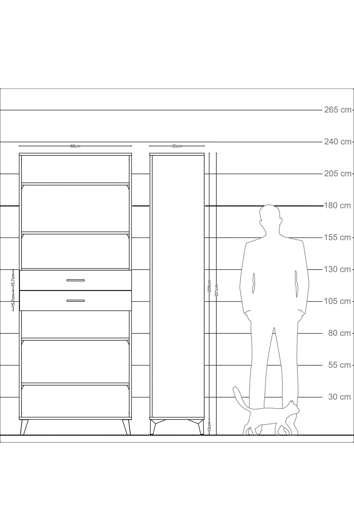 Arges Dolap 5 Raflı 2 Çekmeceli 88x30x221 Aytaşı-Aytaşı