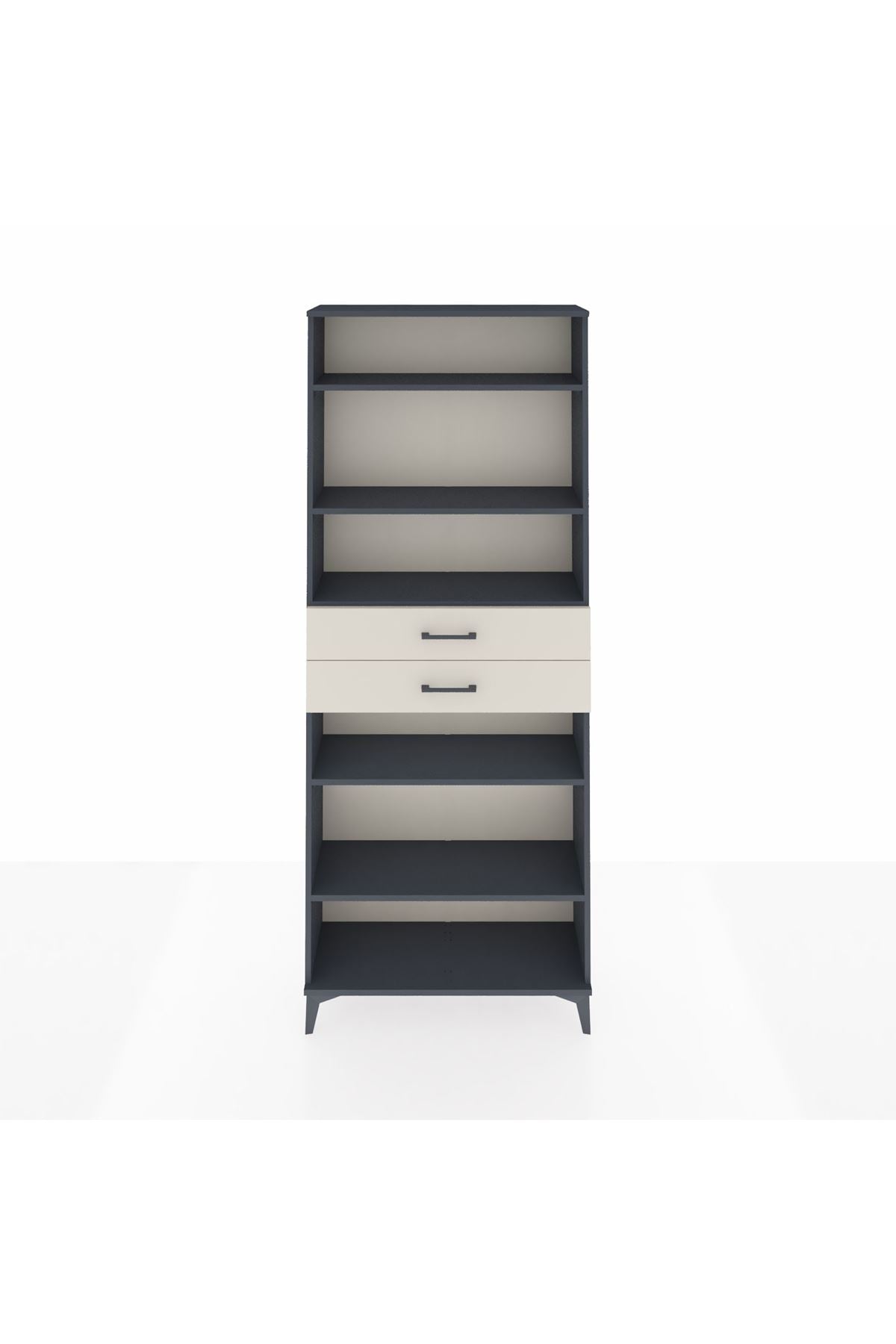 Arges Dolap 5 Raflı 2 Çekmeceli 88x30x221 Antrasit-Aytaşı