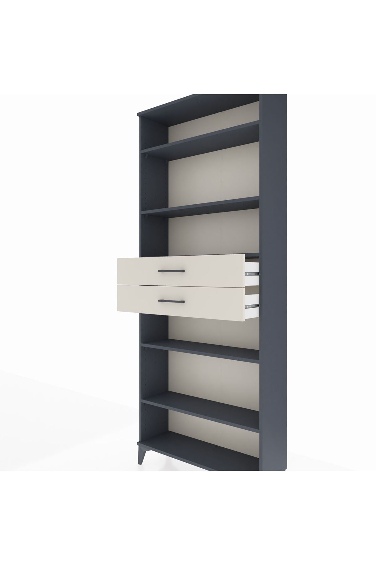 Arges Dolap 5 Raflı 2 Çekmeceli 88x30x221 Antrasit-Aytaşı