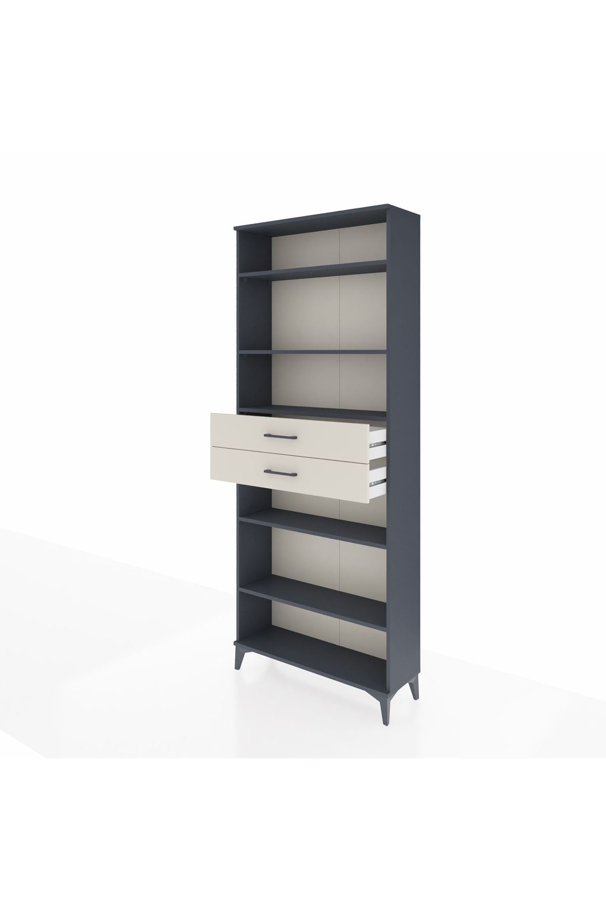 Arges Dolap 5 Raflı 2 Çekmeceli 88x30x221 Antrasit-Aytaşı