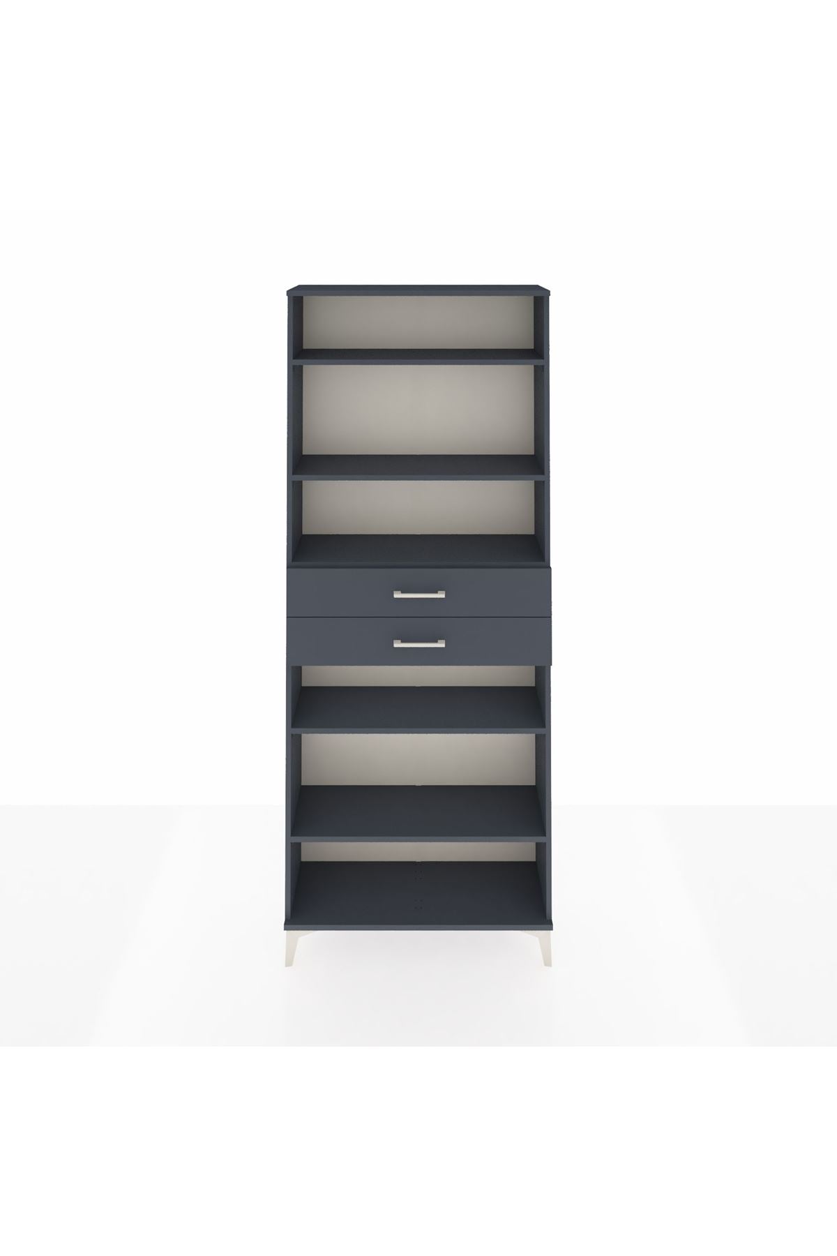 Arges Dolap 5 Raflı 2 Çekmeceli 88x30x221 Antrasit-Antrasit