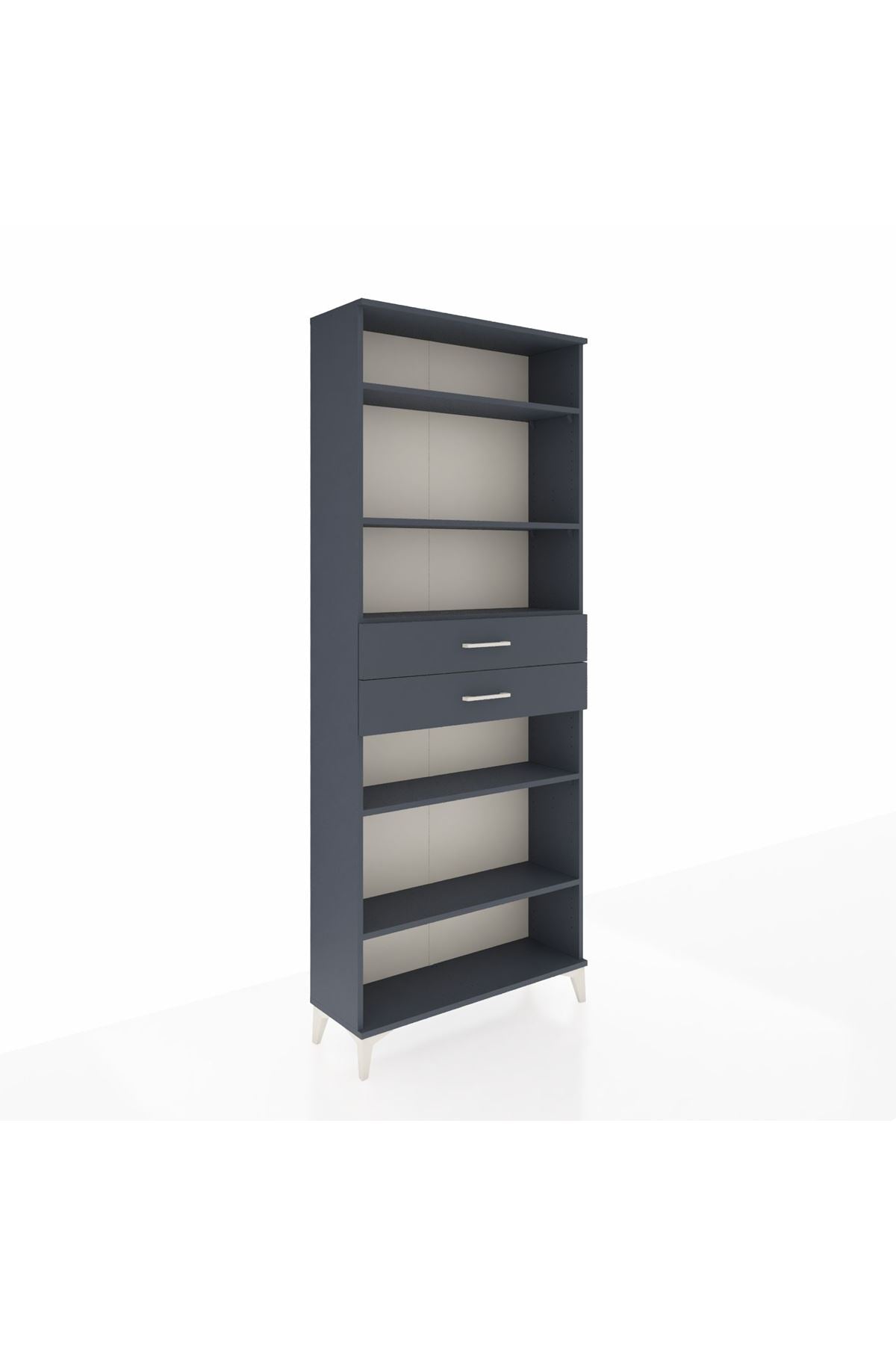 Arges Dolap 5 Raflı 2 Çekmeceli 88x30x221 Antrasit-Antrasit