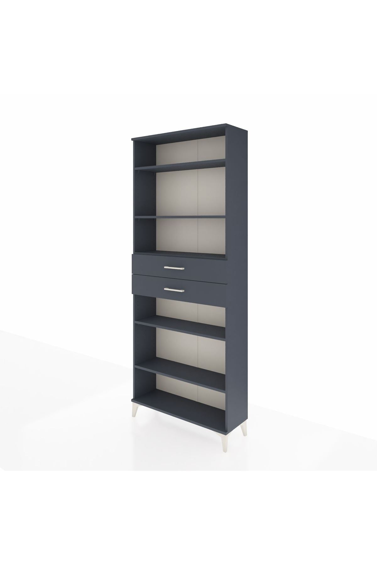 Arges Dolap 5 Raflı 2 Çekmeceli 88x30x221 Antrasit-Antrasit