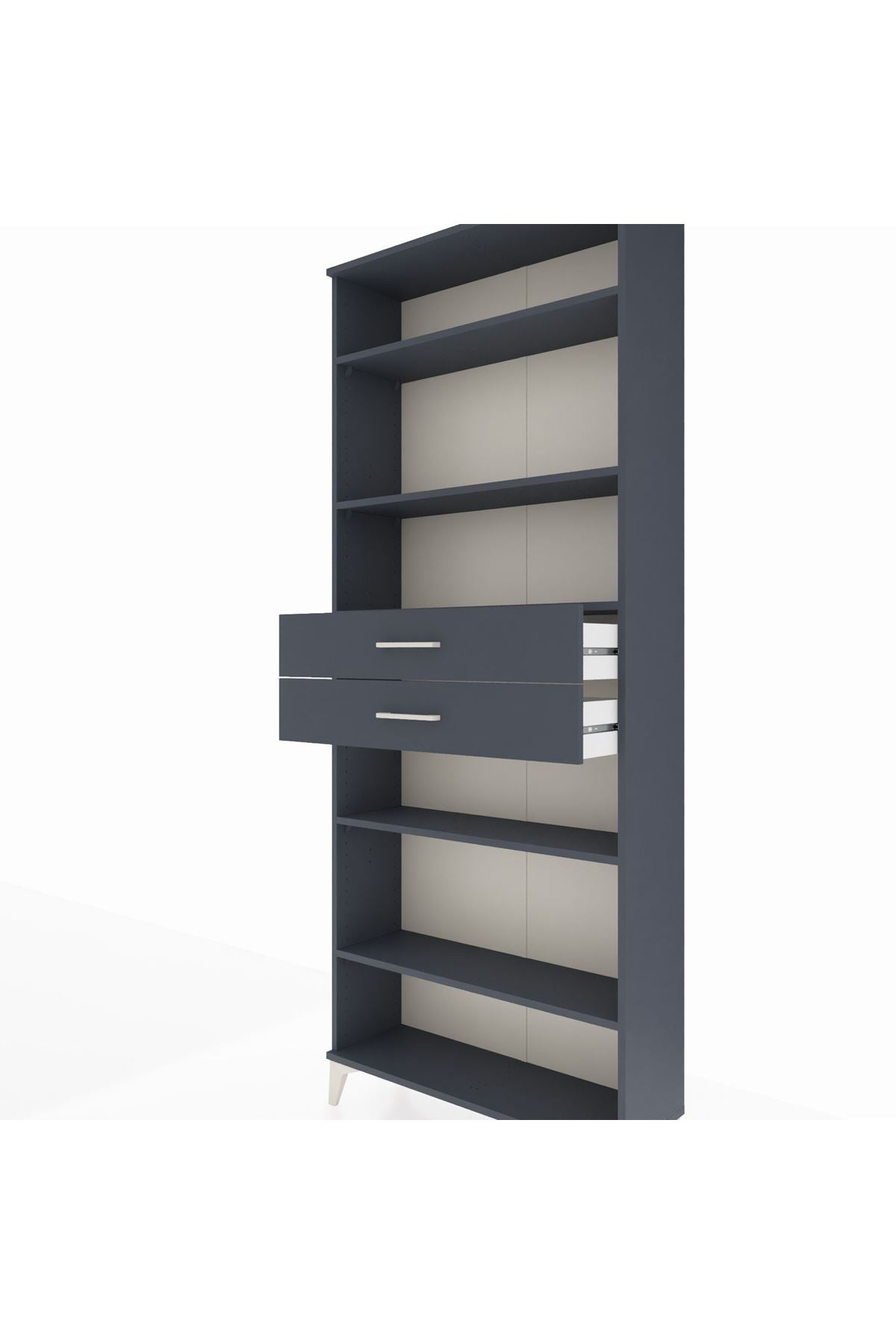 Arges Dolap 5 Raflı 2 Çekmeceli 88x30x221 Antrasit-Antrasit